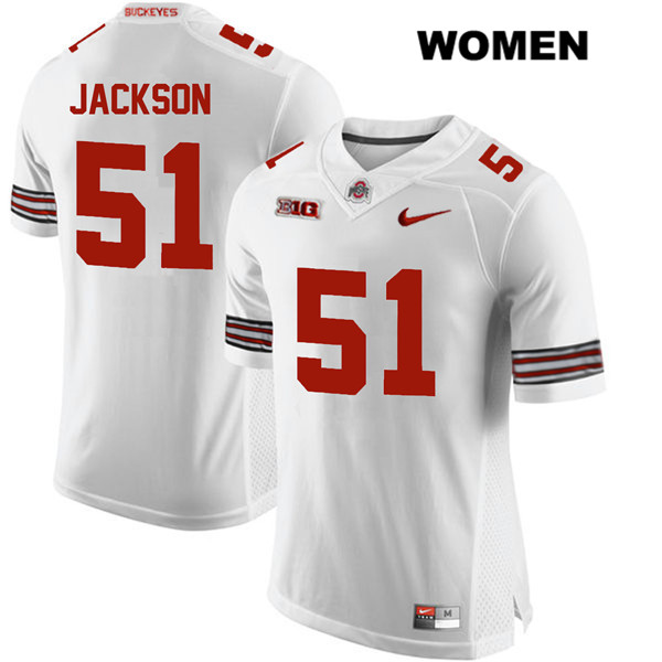 Ohio State Buckeyes Women's Antwuan Jackson #51 White Authentic Nike College NCAA Stitched Football Jersey AT19Q70RL